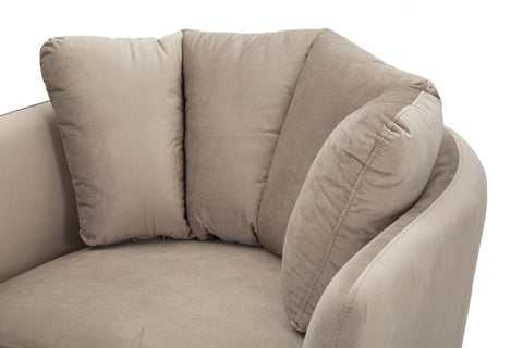 Sillón Kiev Tela Gris patas metal dorado