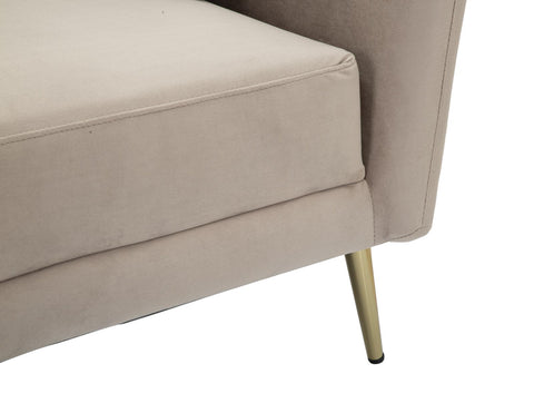 Sillón Kiev Tela Gris patas metal dorado