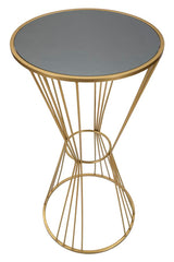 Table basse ronde en métal doré et verre miroir