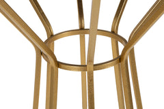 Table ronde métallique dorée avec dessus en verre miroir