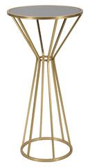 Table ronde Nouveau métal doré et verre miroir