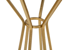 Table ronde Nouveau métal doré et verre miroir