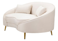 Canapé 2 places Oslo en tissu beige pieds métal doré avec 2 coussins