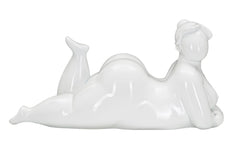 Statue femme allongée blanche