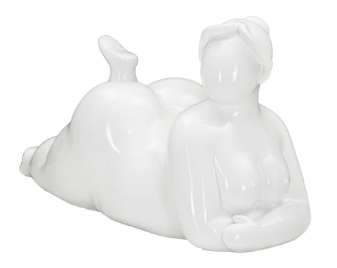 Statue femme allongée blanche