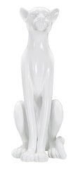 Statue léopard assis blanche