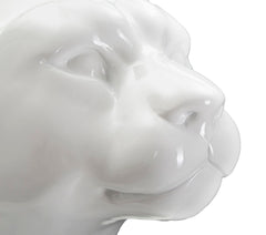 Statue léopard assis blanche