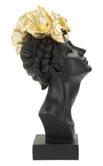 Statue femme coiffe dorée avec papillons