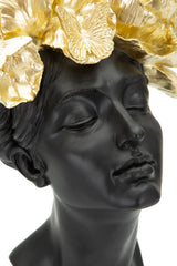 Statue femme coiffe dorée avec papillons