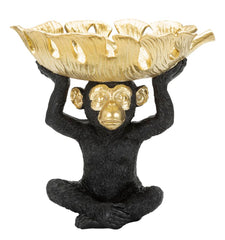 Figurine Singe Porte-objets Noir doré