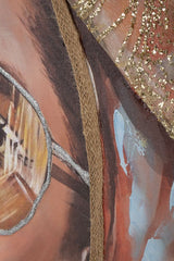 Peinture murale Jennifer cadre en bois avec applications en tissu