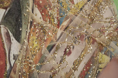 Peinture murale Kloe sur toile avec cadre bois femme et perroquet