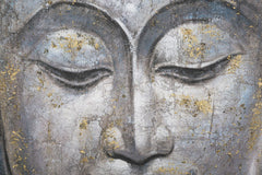 Peinture sur toile Bouddha avec cadre en bois applications dorées