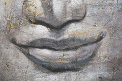 Peinture sur toile Bouddha avec cadre en bois applications dorées
