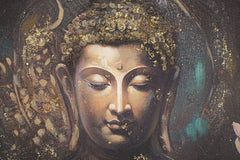 Peinture sur toile Bouddha en prière avec cadre en bois