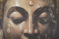 Tableau sur toile Bouddha cadre en bois avec applications dorées