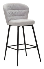 Tabouret de bar Losanna Tissu gris pieds et repose-pieds métal Noir Ensemble 2 pz