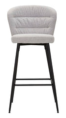 Tabouret de bar Losanna Tissu gris pieds et repose-pieds métal Noir Ensemble 2 pz