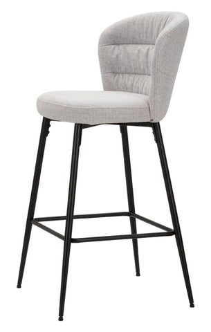 Tabouret de bar Losanna Tissu gris pieds et repose-pieds métal Noir Ensemble 2 pz