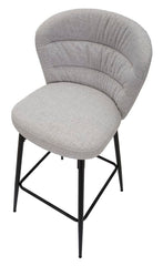 Tabouret de bar Losanna Tissu gris pieds et repose-pieds métal Noir Ensemble 2 pz