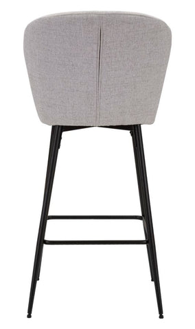 Tabouret de bar Losanna Tissu gris pieds et repose-pieds métal Noir Ensemble 2 pz