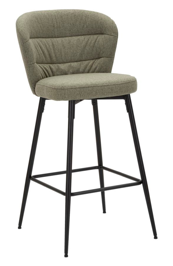 Tabouret de bar rembourré Losanna Vert pieds métal Noir (set de 2)