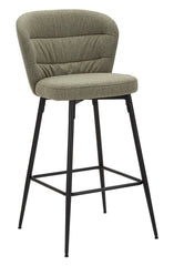 Tabouret de bar rembourré Losanna Vert pieds métal Noir (set de 2)