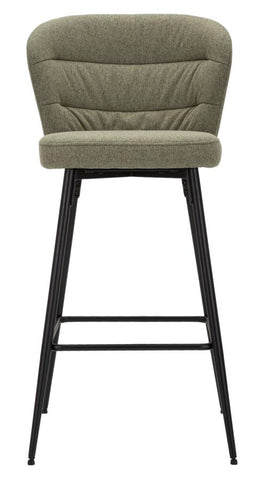 Tabouret de bar rembourré Losanna Vert pieds métal Noir (set de 2)