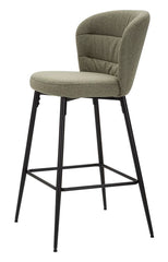 Tabouret de bar rembourré Losanna Vert pieds métal Noir (set de 2)