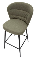 Tabouret de bar rembourré Losanna Vert pieds métal Noir (set de 2)