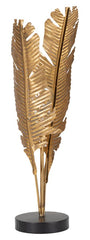 Lampe de table métal doré design feuilles de palmier base ronde