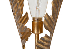 Lampe de table métal doré design feuilles de palmier base ronde