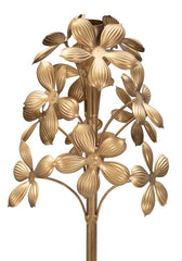 Porte-bougie en métal doré avec décorations florales