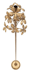 Porte-bougie en métal doré avec décorations florales