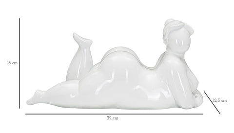 Statue femme allongée blanche