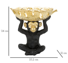 Figurine Singe Porte-objets Noir doré
