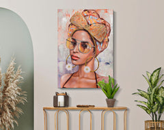 Peinture murale Jennifer cadre en bois avec applications en tissu
