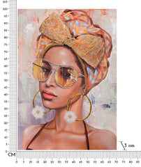 Peinture murale Jennifer cadre en bois avec applications en tissu