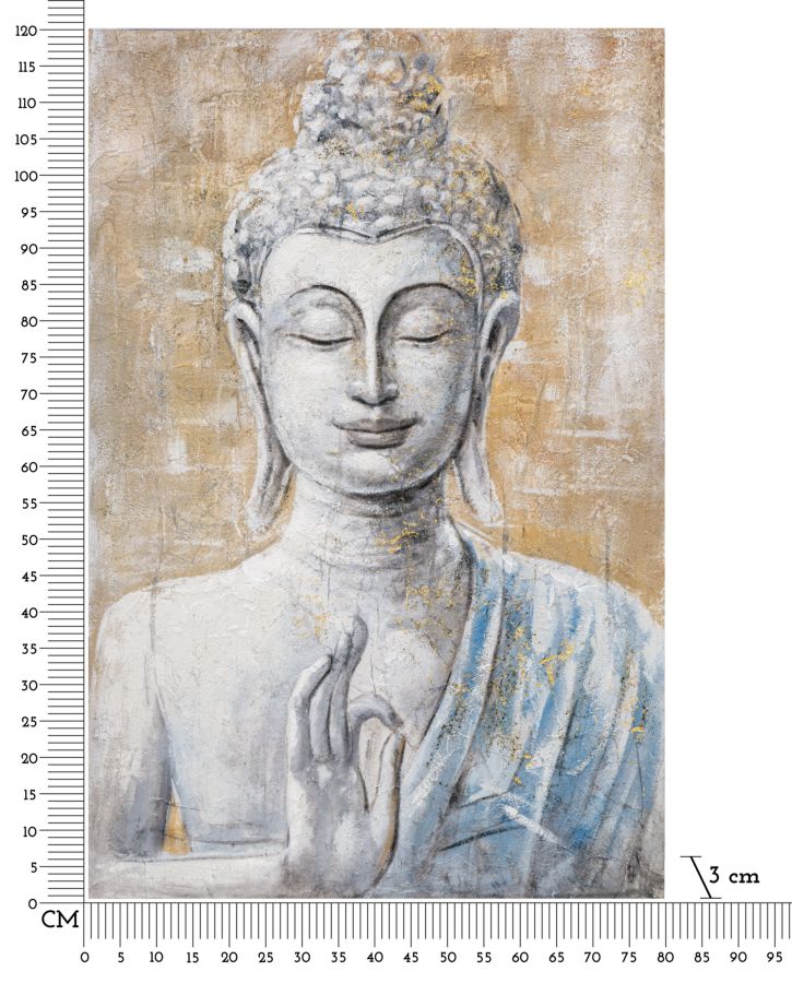 HANDMADE WALL PAINTING BUDDHA LIGHT -B- CM 80X3X120