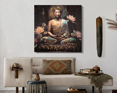 HANDMADE WALL PAINTING BUDDHA -A- CM 100X3X100