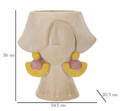 Vase visage cubiste avec boucles d'oreilles couleur Crème