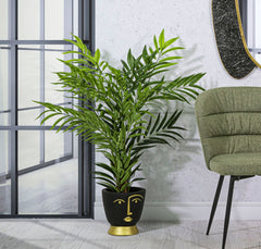Vase visage stylisé en métal Noir et doré