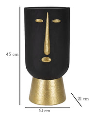 Vase tribal visage stylisé noir doré