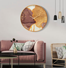 Horloge murale ronde Glody Verre doré et cadran décoré de tons vifs