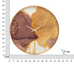Horloge murale ronde Glody Verre doré et cadran décoré de tons vifs