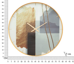 Horloge murale ronde cadre doré décoré de tons vifs