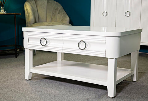 Mesa de centro rectangular con 2 cajones Shine Blanco