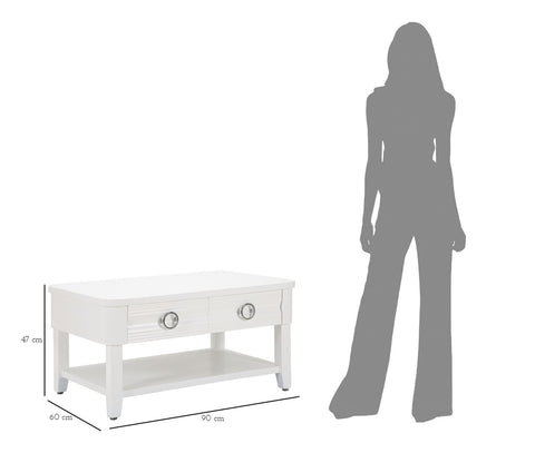 Mesa de centro rectangular con 2 cajones Shine Blanco