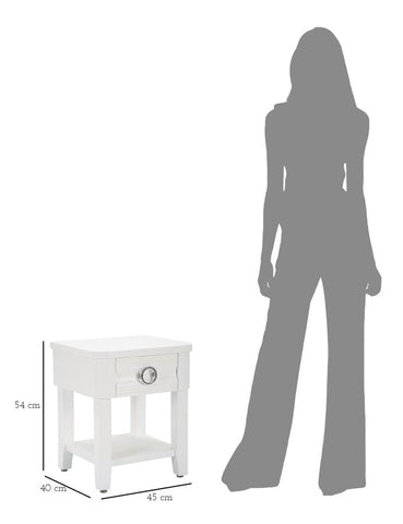 Mesita de noche con cajón y estante Blanca