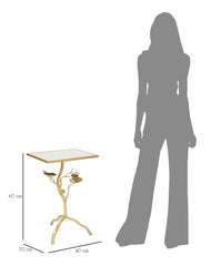 Table carrée Tisty métal doré et verre miroir